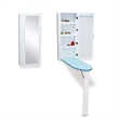 White Wall Mount Ironing Board Center Cabinet with Mirror and Storage Shelves