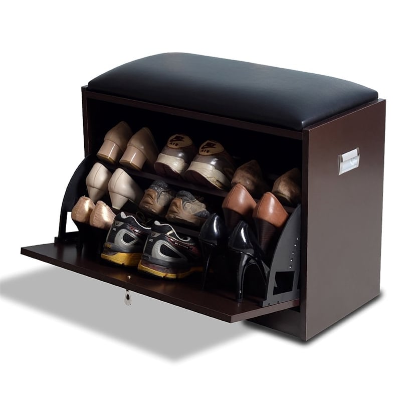 CRO Decor 9 Pair Shoe Storage Cabinet-Brown