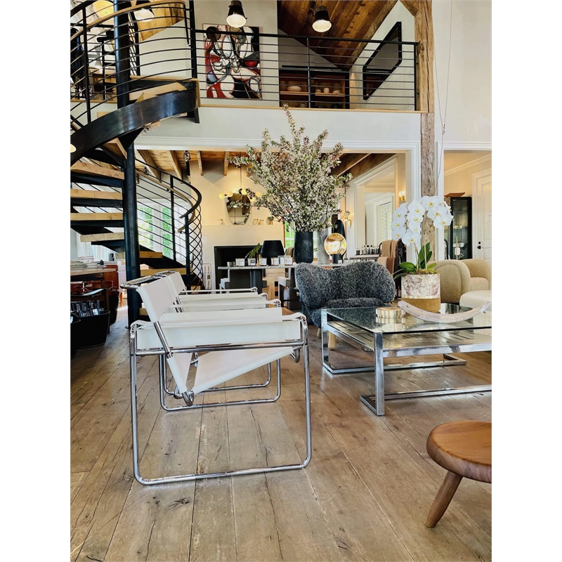 CRO Decor Leather Club Chair Steel Frame Armchair in White Set of 2