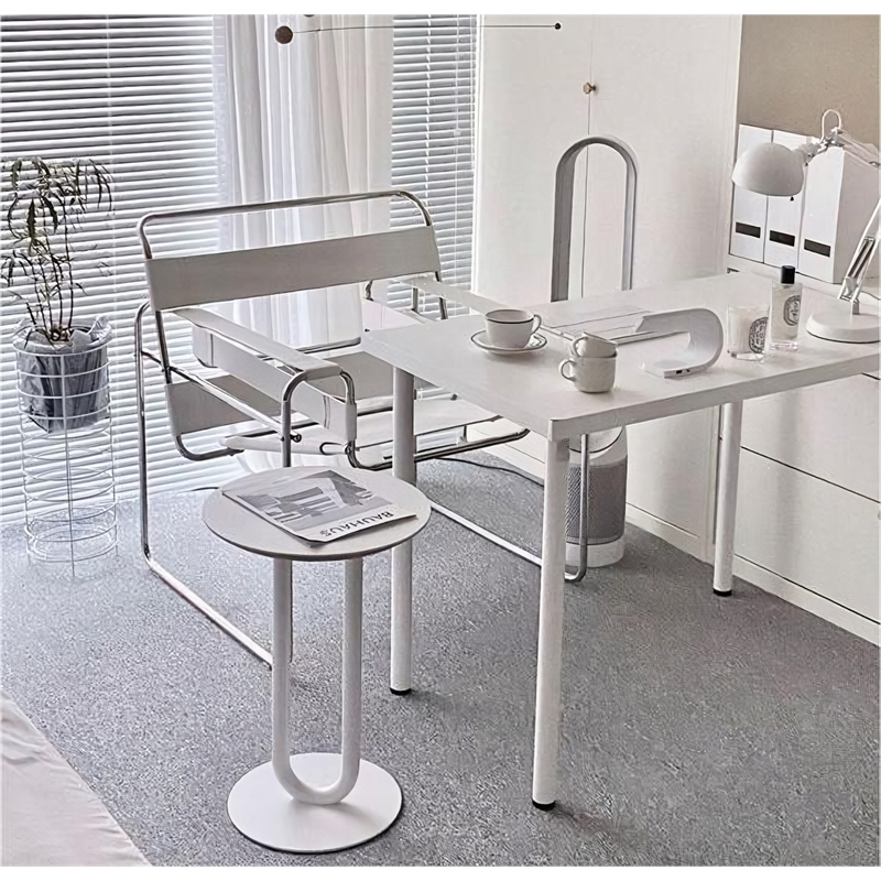 CRO Decor Leather Club Chair Steel Frame Armchair in White Set of 2