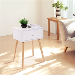 cro decor double drawer bedsidetable nightstand with storage(white)