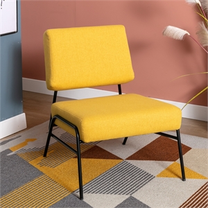 cro decor wire metal frame slipper chair armless accent chair in yellow linen