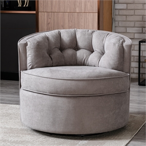 cro decor 33'' wide swivel barrel chair comfy tufted back accent round chair