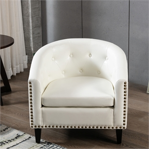 cro decor pu leather tufted barrel chairtub chair accent chairs in white