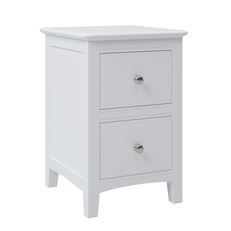 CRO Decor 2 Drawers Solid Wood Nightstand End Table in White