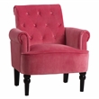 CRO Decor Button Tufted Chair Accent Armchairs Velvet Roll Arm (Rosewood)