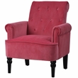 CRO Decor Button Tufted Chair Accent Armchairs Velvet Roll Arm (Rosewood)