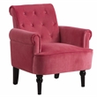 CRO Decor Button Tufted Chair Accent Armchairs Velvet Roll Arm (Rosewood)
