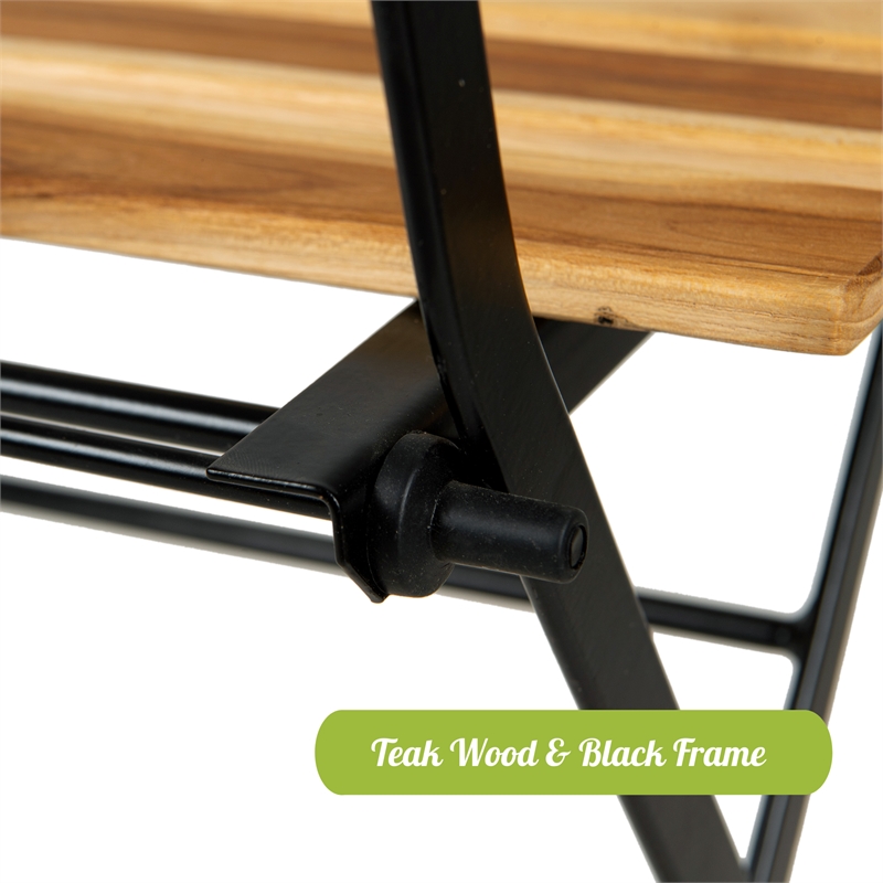 CRO Decor Solid Teak Wood Bistro Set Folding Table and Chair Set With Waterproof