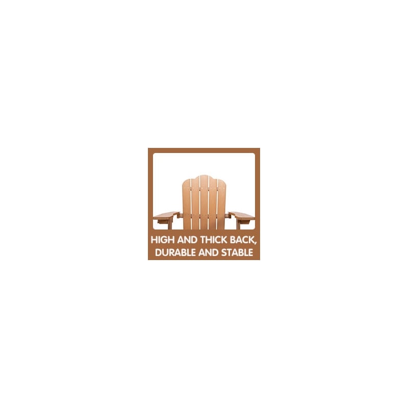 CRO Decor Adirondack Chair with Cup Holder and Fade-Resistant Plastic Wood-Brown