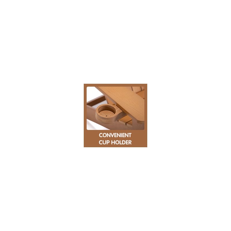 CRO Decor Adirondack Chair with Cup Holder and Fade-Resistant Plastic Wood-Brown