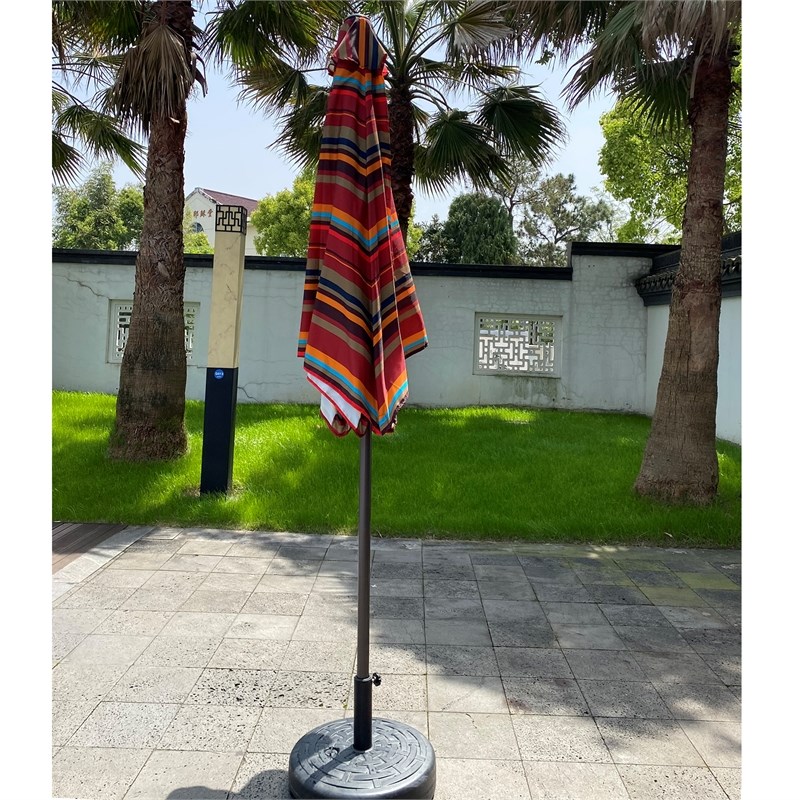 CRO Decor Outdoor Patio 8.6-Feet Market Table Umbrella (Red Stripes)