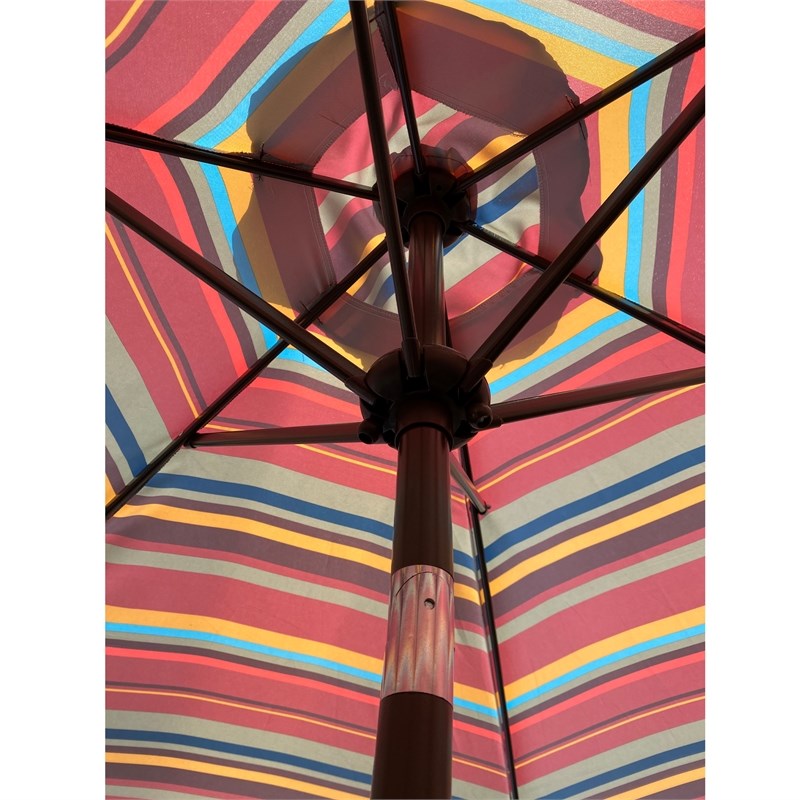 CRO Decor Outdoor Patio 8.6-Feet Market Table Umbrella (Red Stripes)