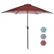 CRO Decor Outdoor Patio 8.6-Feet Market Table Umbrella (Red Stripes)