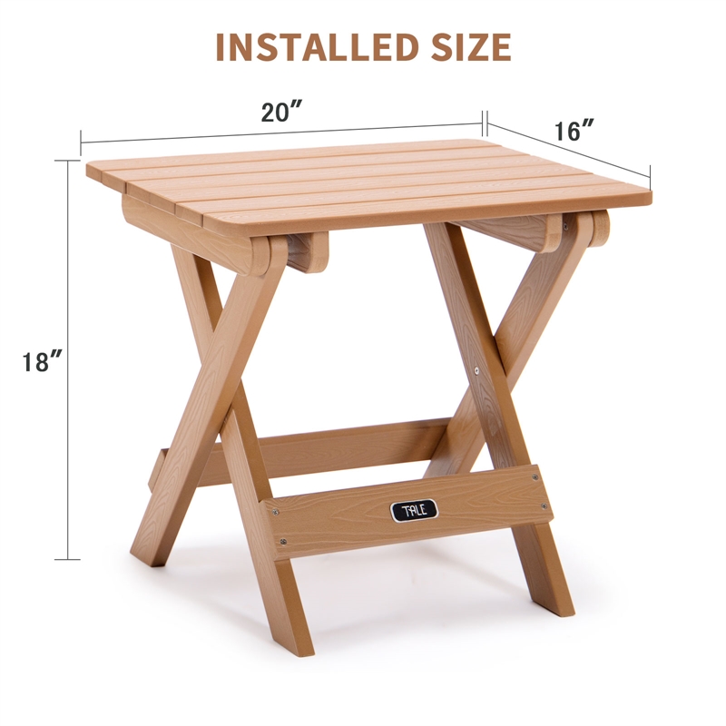 CRO Decor Adirondack Portable Folding Side Table Square Plastic Wood Table