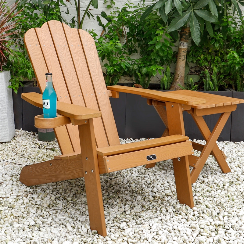 CRO Decor Adirondack Portable Folding Side Table Square Plastic Wood Table