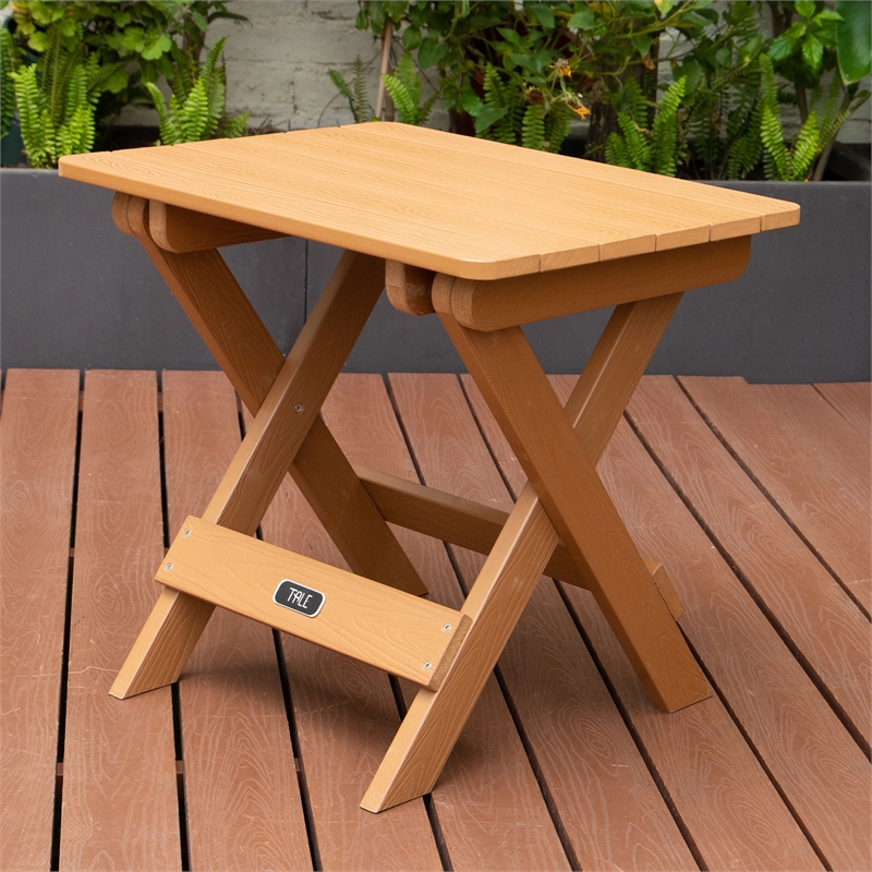 CRO Decor Adirondack Portable Folding Side Table Square Plastic Wood Table