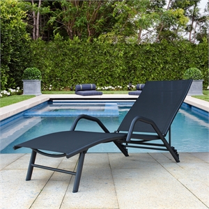 cro decor outdoor patio chaise lounge beach chair (black)