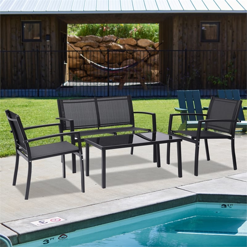CRO Decor 4 Pieces Patio Furniture Set Outdoor Garden Patio Conversation Sets