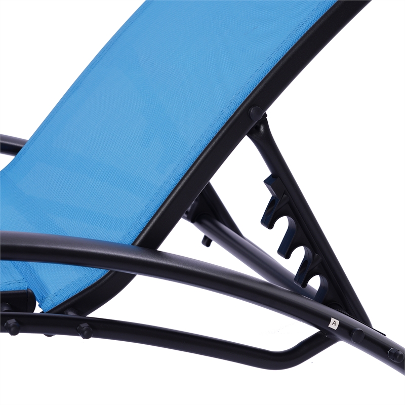 CRO Decor 2PCS Set Chaise Lounges Outdoor Chair Recliner Chair Sunbathing (Blue)