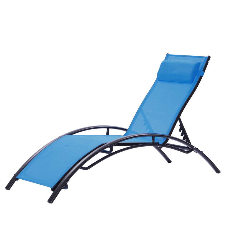 CRO Decor 2PCS Set Chaise Lounges Outdoor Chair Recliner Chair Sunbathing (Blue)