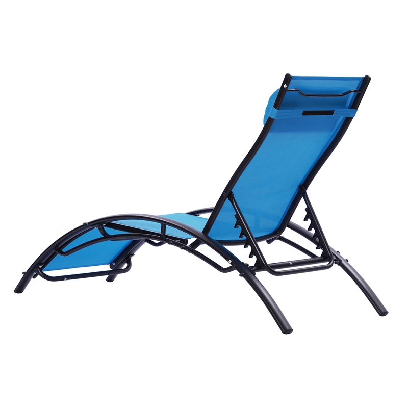 CRO Decor 2PCS Set Chaise Lounges Outdoor Chair Recliner Chair Sunbathing (Blue)