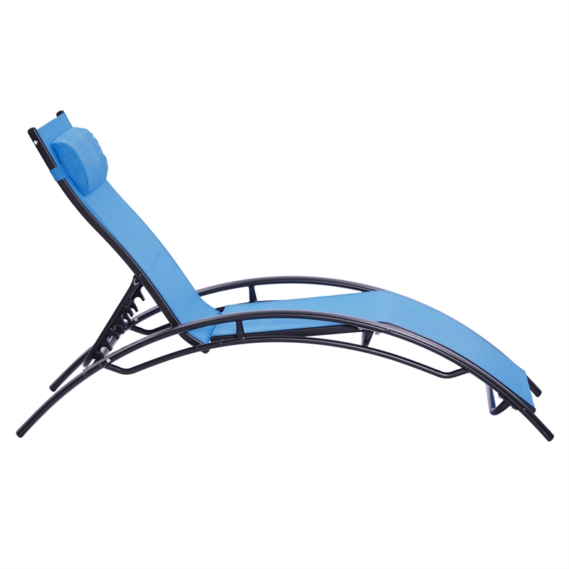 CRO Decor 2PCS Set Chaise Lounges Outdoor Chair Recliner Chair Sunbathing (Blue)
