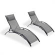 CRO Decor 2PCS Set Chaise Lounges Outdoor Chair Recliner Chair Sunbathing (Gray)