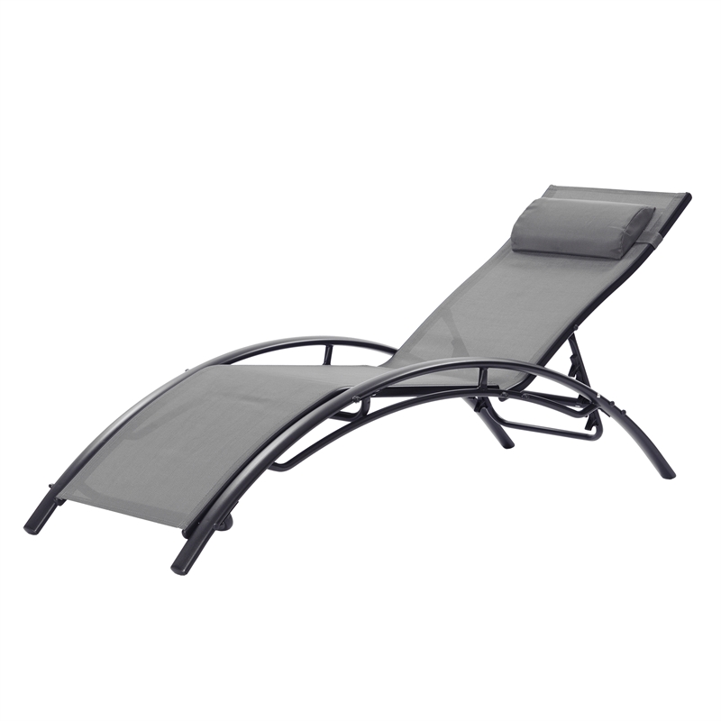 CRO Decor 2PCS Set Chaise Lounges Outdoor Chair Recliner Chair Sunbathing (Gray)