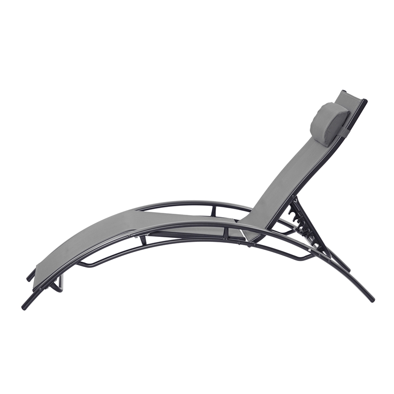 CRO Decor 2PCS Set Chaise Lounges Outdoor Chair Recliner Chair Sunbathing (Gray)