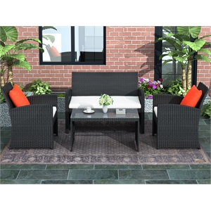 cro decor 4 pieces outdoor patio set all-weather with tempered glass tabletop