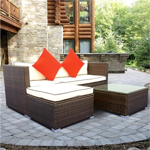 cro decor 3 piece patio sectional wicker rattan outdoor furniture sofa set