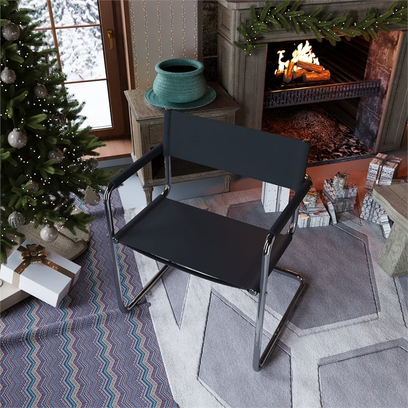 CRO Decor Modern Faux Leather Stainless Steel Office Chair Dining Chair