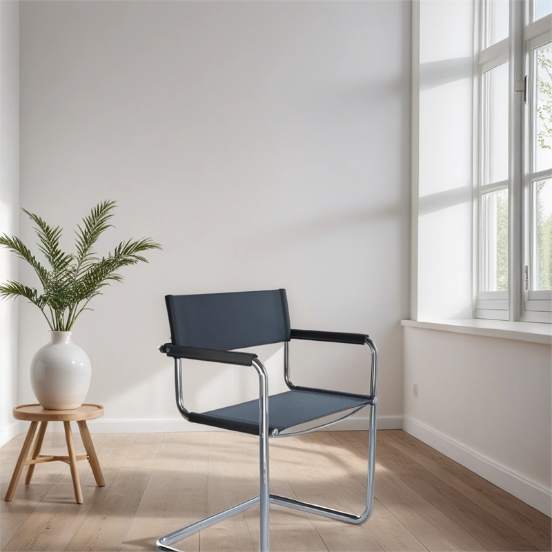 CRO Decor Modern Faux Leather Stainless Steel Office Chair Dining Chair