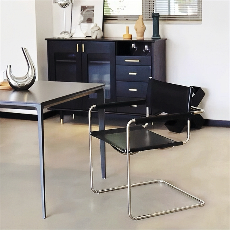 CRO Decor Modern Faux Leather Stainless Steel Office Chair Dining Chair