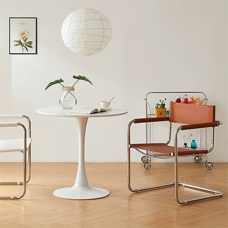 CRO Decor Modern Faux Leather Stainless Steel Office Chair Dining Chair