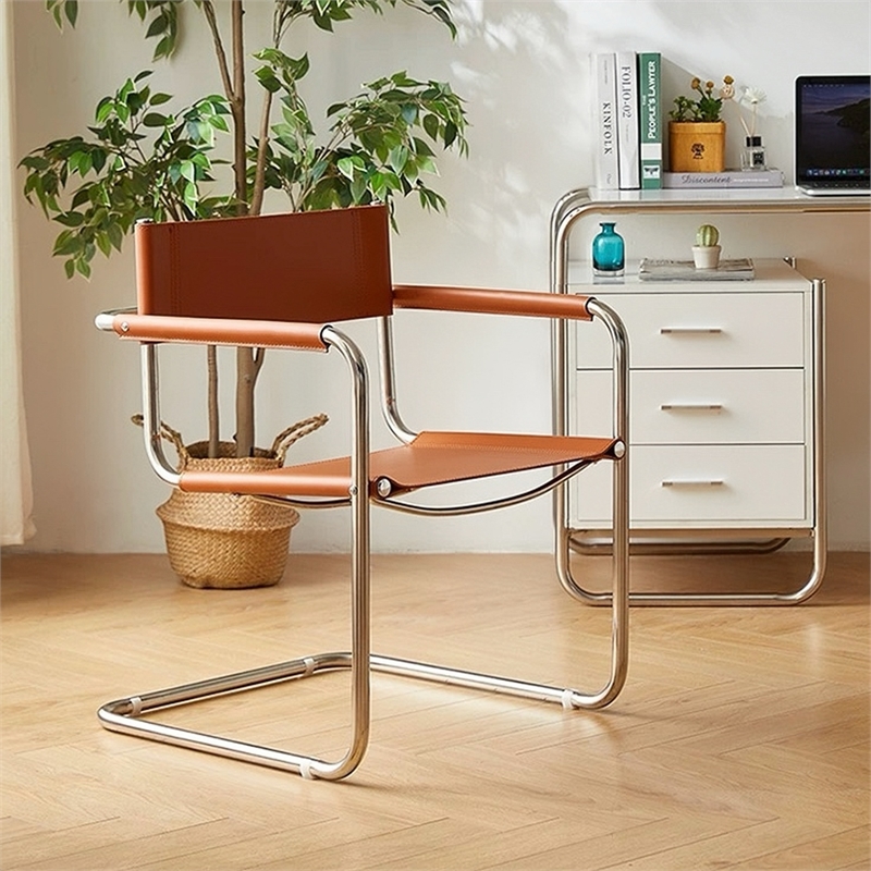 CRO Decor Modern Faux Leather Stainless Steel Office Chair Dining Chair