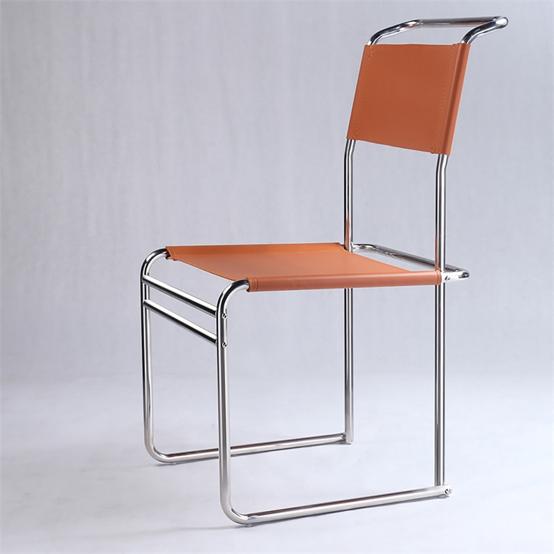 CRO Decor Cantilever Chair Stainless Steel Tube Office Chair Dining Chair -Amber