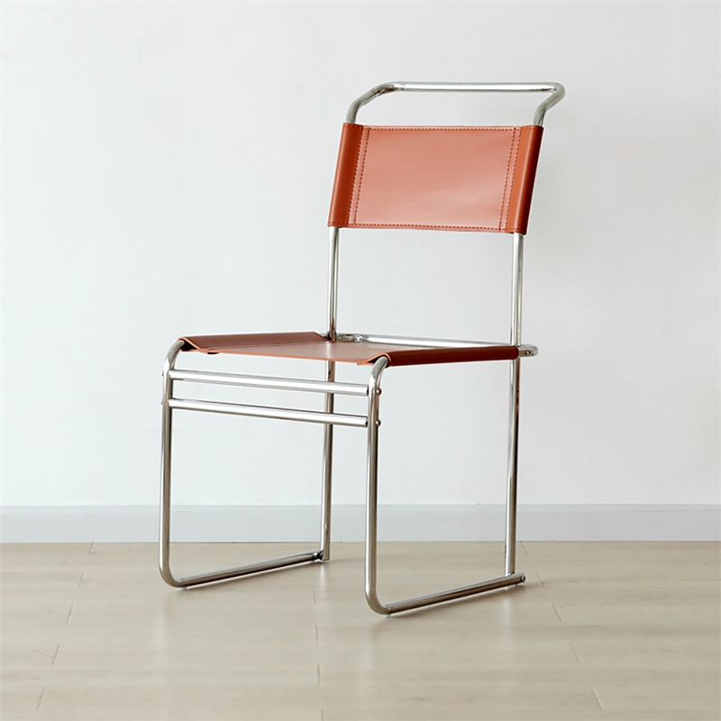 CRO Decor Cantilever Chair Stainless Steel Tube Office Chair Dining Chair -Amber