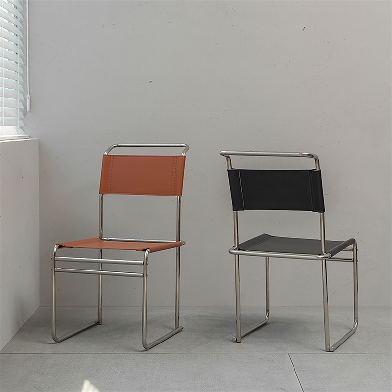 CRO Decor Cantilever Chair Stainless Steel Tube Office Chair Dining Chair -Amber