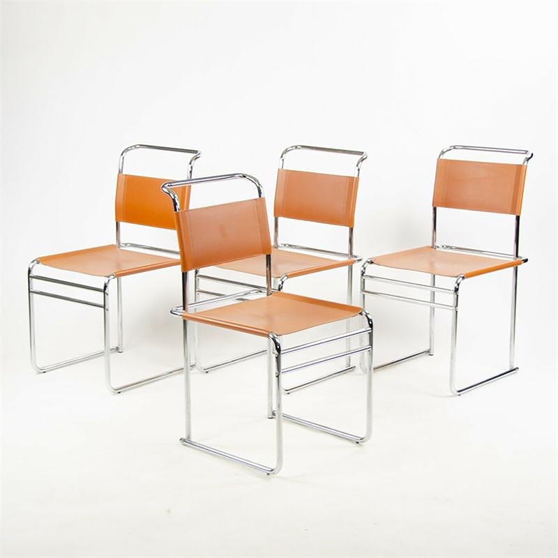 CRO Decor Cantilever Chair Stainless Steel Tube Office Chair Dining Chair -Amber