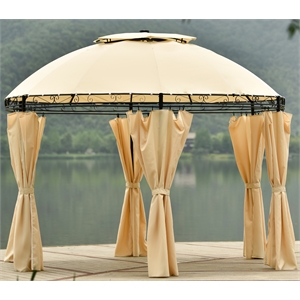 cro decor outdoor gazebo steel fabric round soft top gazebo (beige)