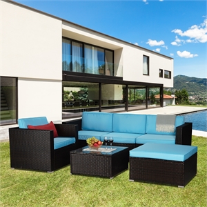 cro decor outdoor patio furniture 6-piece brown pe rattan cushioned sofa sets