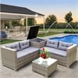 CRO Decor 4pc Patio Wicker Rattan Outdoor Furniture Sofa Set with Storage Box