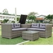 CRO Decor 4pc Patio Wicker Rattan Outdoor Furniture Sofa Set with Storage Box