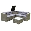 CRO Decor 4pc Patio Wicker Rattan Outdoor Furniture Sofa Set with Storage Box