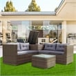 CRO Decor 4pc Patio Wicker Rattan Outdoor Furniture Sofa Set with Storage Box