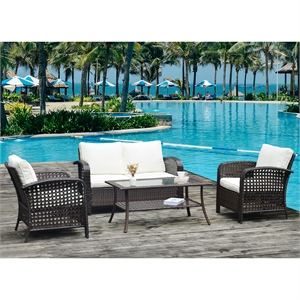 cro decor 4 pieces outdoor patio furniture sets rattan chair with coffee table
