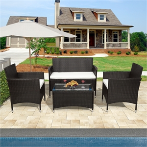 cro decor 4 piece brown wicker rattan sofa seating group with cushions
