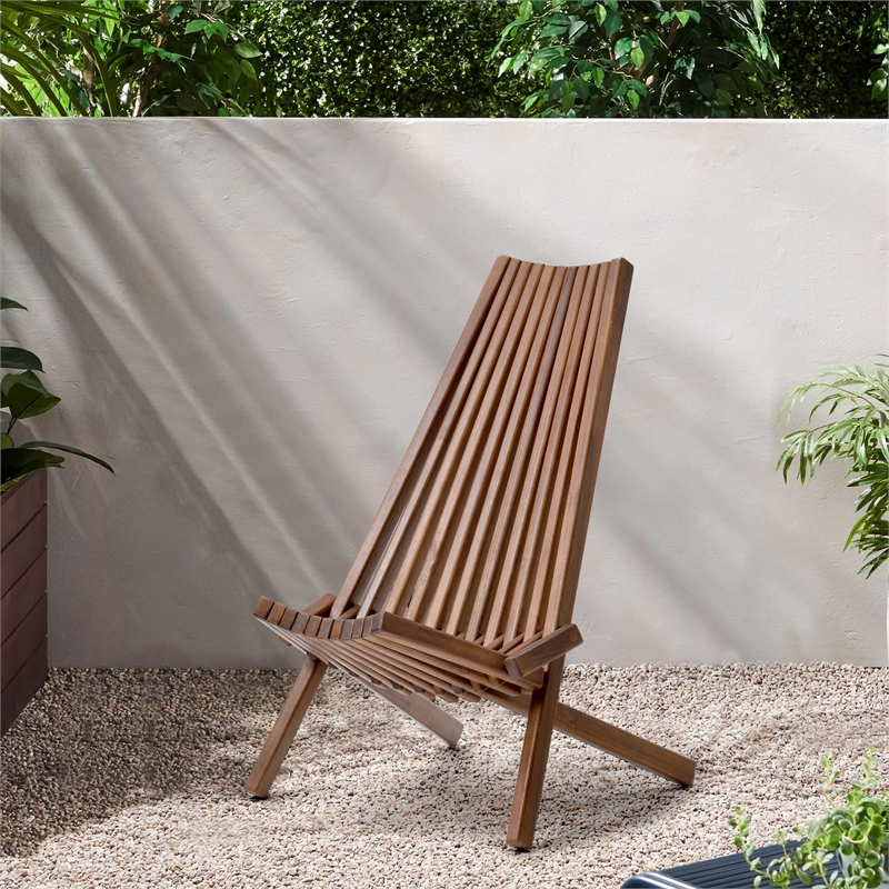 CRO Decor Folding Garden Chairs Acacia Wood Lounge Chair Yard Balcony Furniture